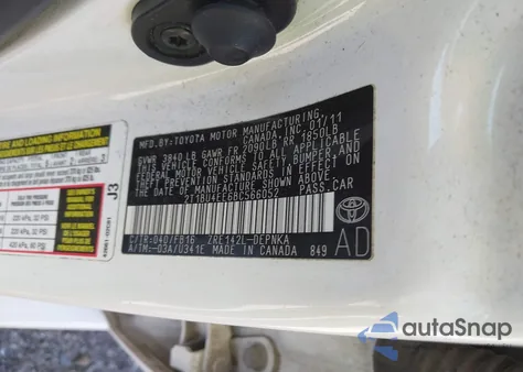 2011 Toyota Corolla Le из США, поврежденный, VIN 2T1BU4EE6BC566052